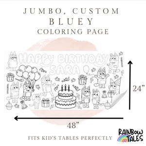 Giant Bluey Coloring Banner, Bluey Birthday Coloring Page, Birthday Coloring Page, Giant Coloring Page, Party Activities