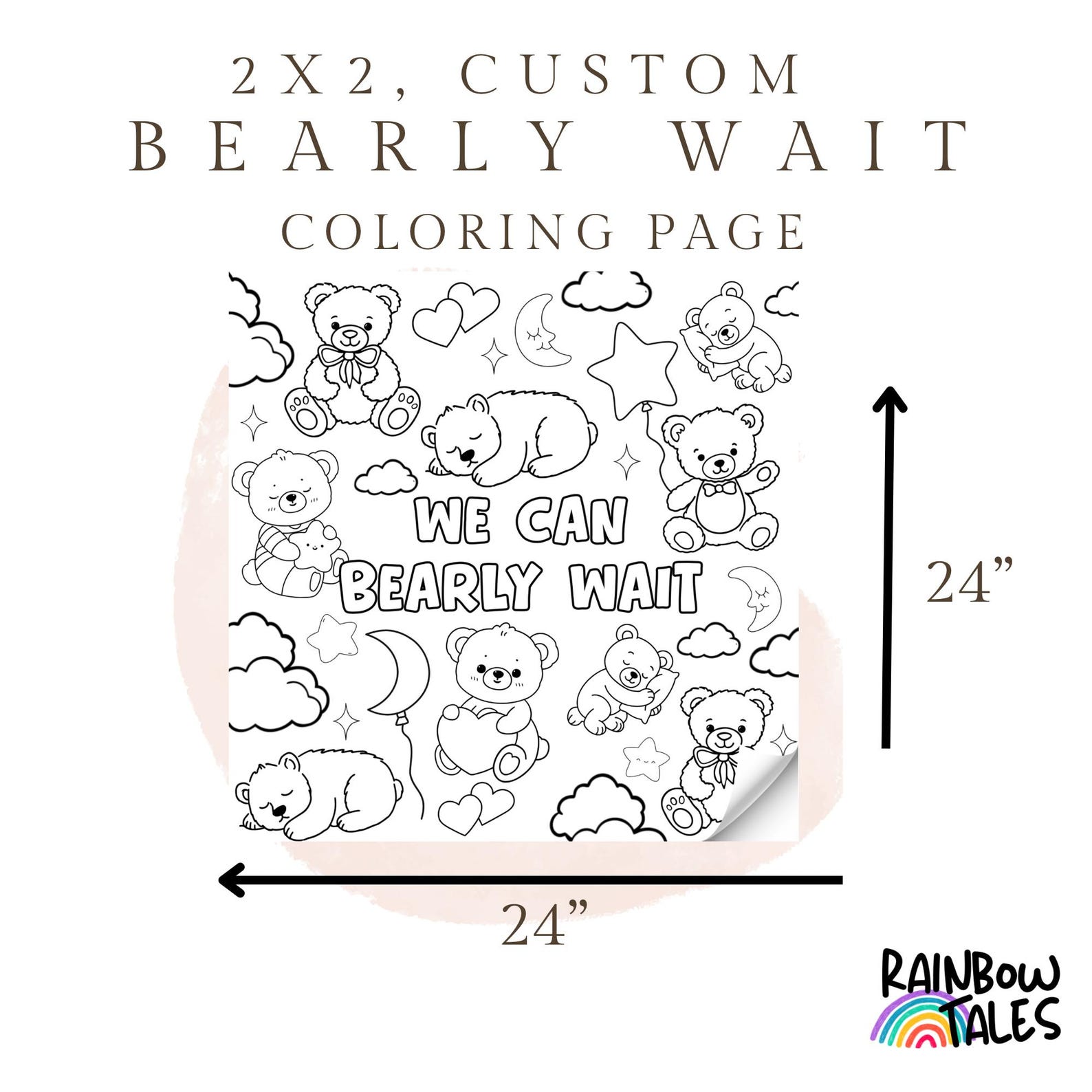 We Can Bealy Wait Coloring Page, Square 2x2 - Etsy