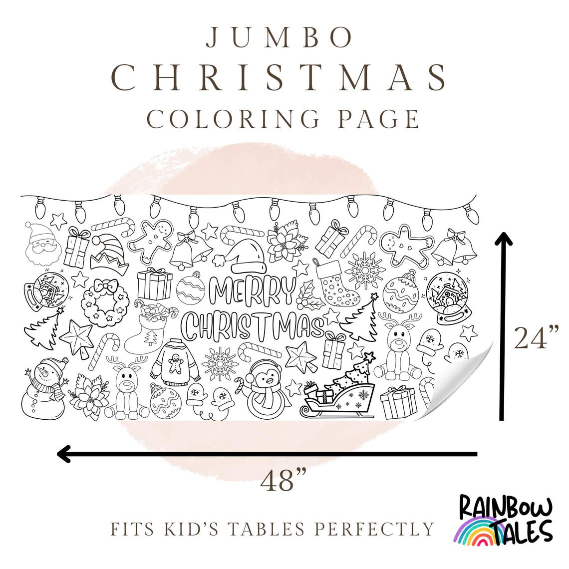Jumbo Christmas Coloring Page - Kid's Coloring Page - Etsy