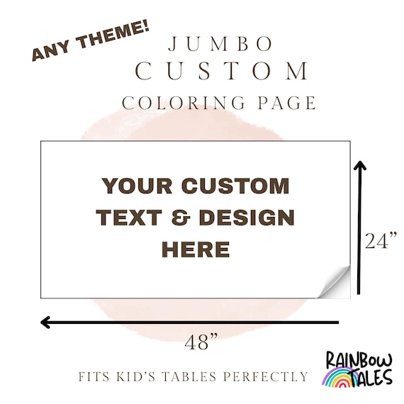 Custom Coloring Page Poster – Personalized Kids Coloring Poster – Custom Birthday Party Coloring Page – Large Coloring Print – 24x48