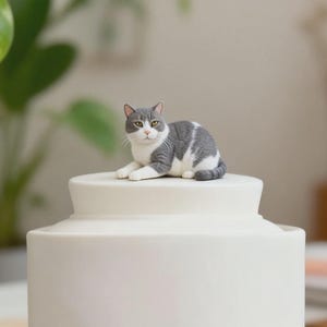 Large Custom Pet Urn with Cat Sculpture Mountain Relief Ceramic Dog Ashes Jar Matte Ombre Pottery Modern Memorial Keepsake Gift