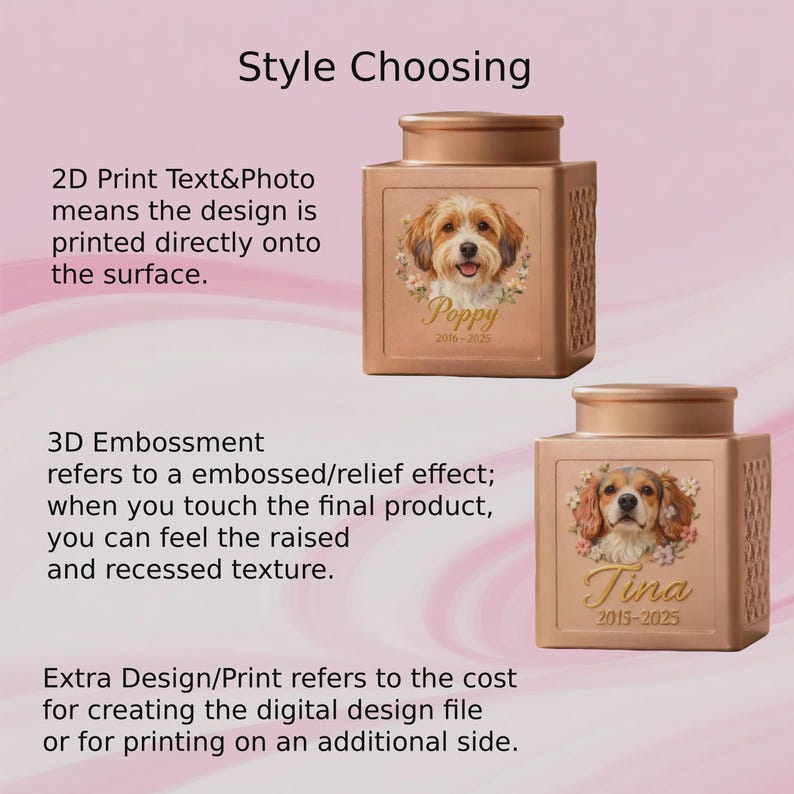 Urne pour chien en métal personnalisée pour cendres, urne commémorative 3D personnalisée pour portrait d'animal de compagnie, urne de crémation avec photo de chien, cadeau en cas de perte d'un animal de compagnie, souvenir de chien image 11