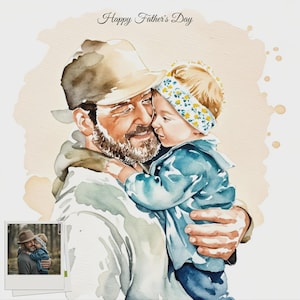 Fathers Day Gift From Wife & Daughter, Custom First Father’s Day Portrait, Father&#39;S Day Gift from grandkids, Father&#39;s day gift from daughter