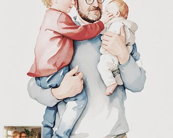 Custom Painting from photo, Custom Watercolor Family Portrait from photo, Custom Mother Father gift, Gift from Daugther, Fathers day Gift