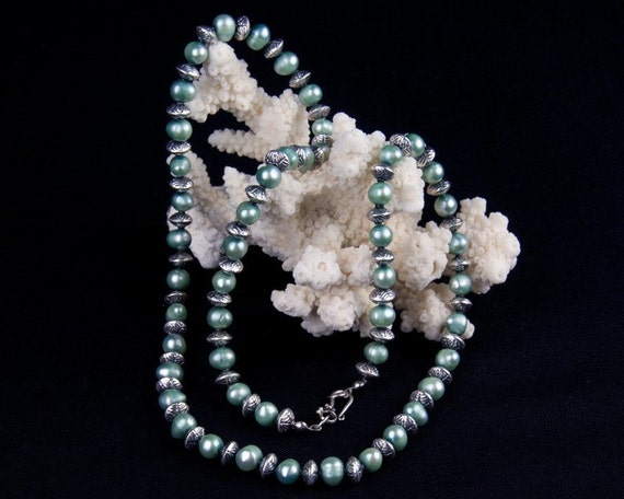 Artic Droplets Pearls and Sterling Necklace - image 1