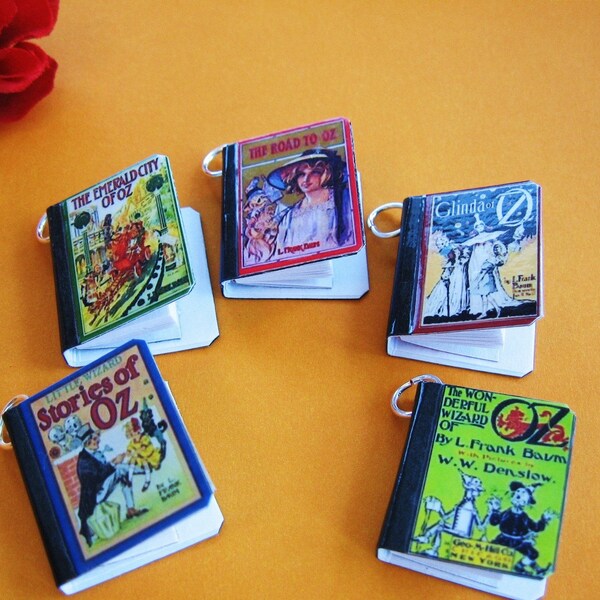 Miniature Book Pendants Charms Oz  Set of All Five