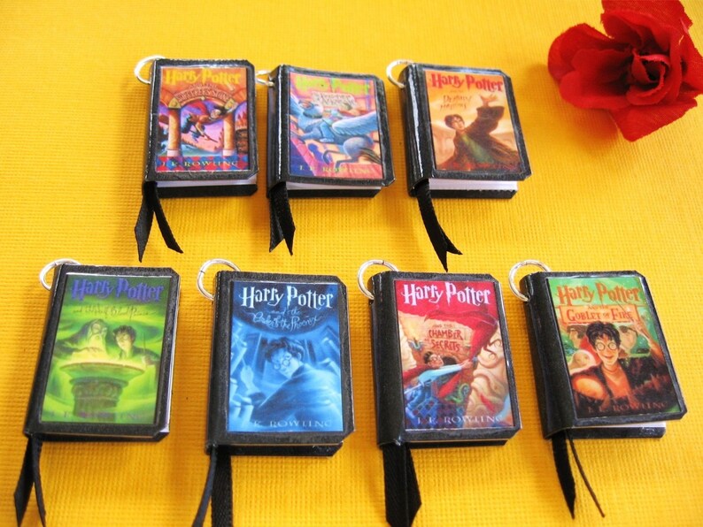 7 Mini Book Charms Harry Potter Series Inspired Handmade with Jump Rings image 2