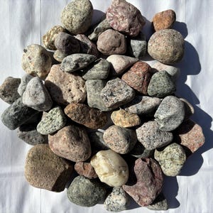 5# Handpicked Great Lakes River Rock shades of Grey, pinks and black sizes from 1&quot; to 2&quot;
