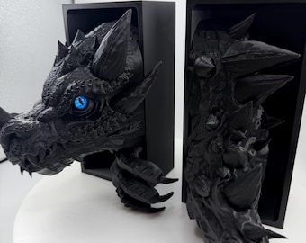 Inserto per scaffale a forma di drago per angolo lettura / Decorazione fantasy stampata in 3D, realistica