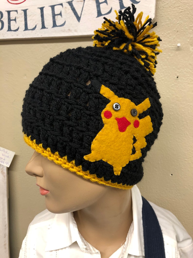 Gehäkelte Pikachu Pokemon Pom Pom Hut | Etsy