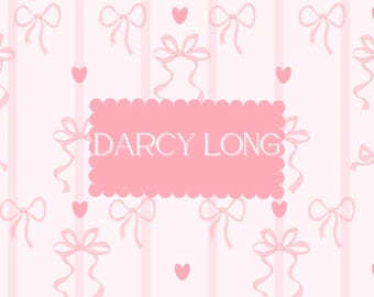 Stationary Calling Card Note Card Coquette Pink Scallop Style Bows and Hearts
