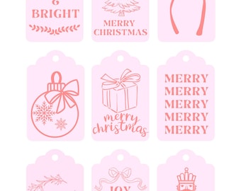 Pink and Red Christmas Tags