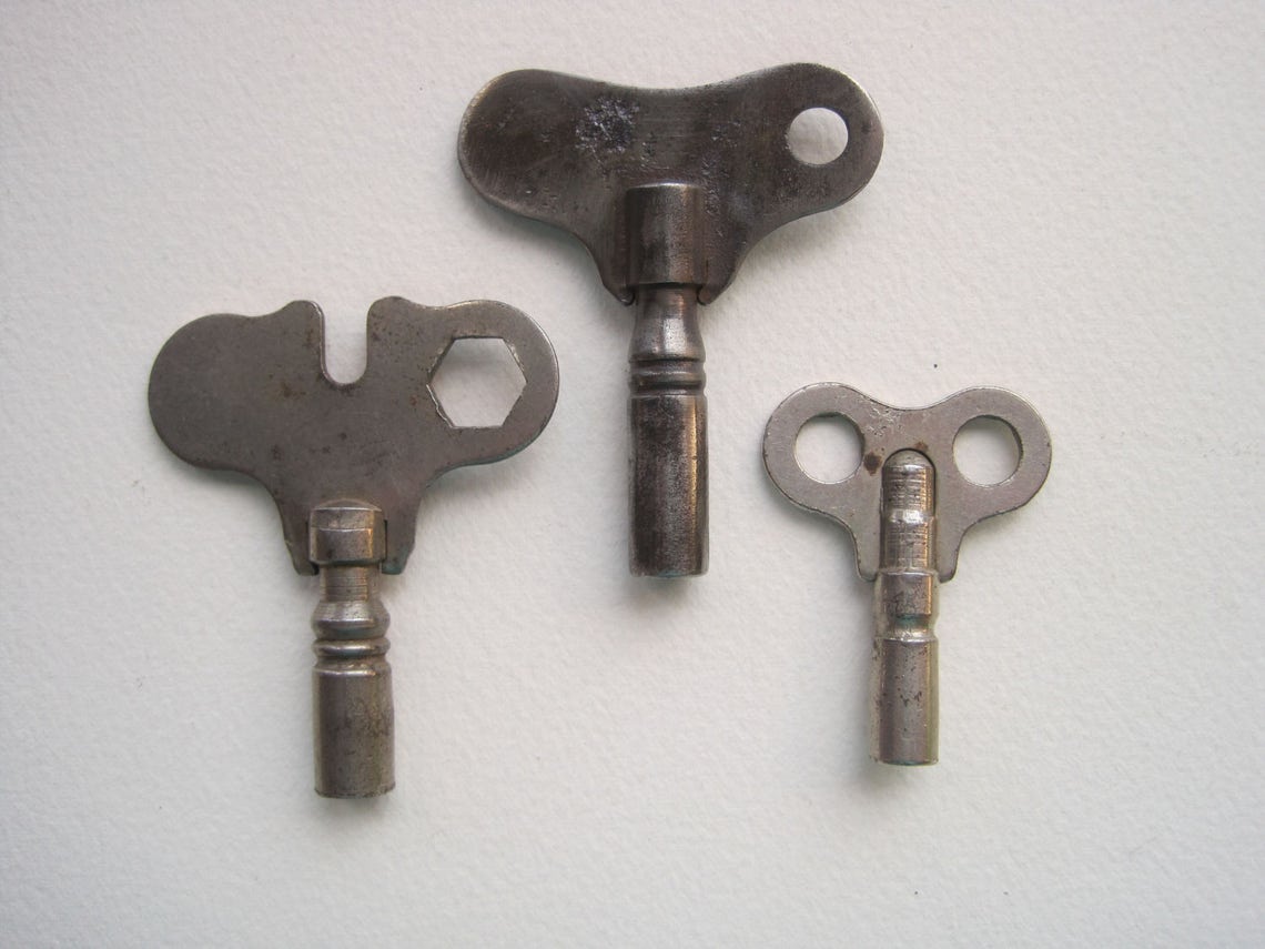 Keys, 3 Vintage Clock Keys, Antique Clock Keys, Collectable Keys