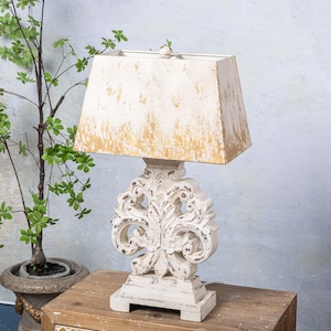 Vintage Table Lamp, Wooden Bedside Lamp, Hand Carved Lamp, Shabby Chic Desk Lamp, Suitable for Bedroom Study, and Living Room.