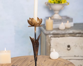 Bougeoir personnalisé en métal, style rétro, bougeoir à pétales de fleurs, bougeoirs au design unique, décoration d'Halloween