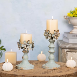 Hand Carved Candlesticks Floral Decorative Candle Holder Vintage Metal Candle Stick Holders Shabby Chic Candle Stand Halloween Table Decor