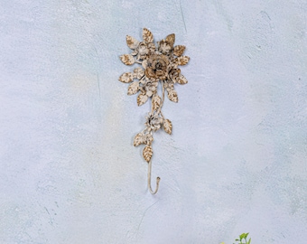 Shabby Chic Floral Wall Hooks, Handmade Wall Hooks, Coat Hooks, Key Hooks, Metal Hooks, Entry Living Room Wall Decor.