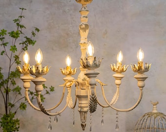 Bauernhaus French Country Kronleuchter, handgefertigte Metall Hängeleuchte, 6 Lichter Hängeleuchte für Küche Wohnzimmer Esszimmer.