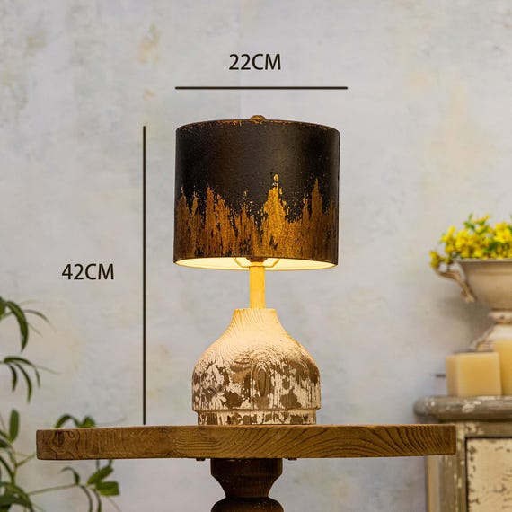 Vintage Wooden Table Lamp Metal Lampshade Desk Lamp Decorative