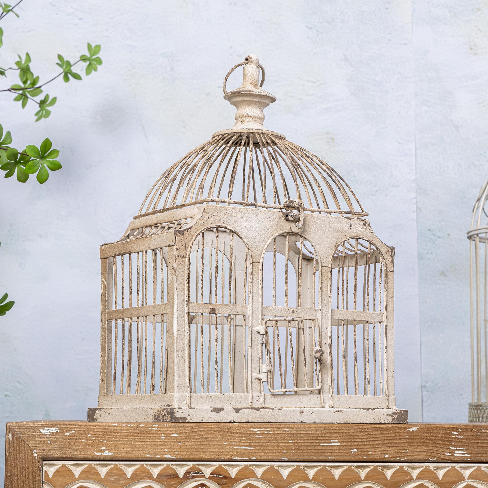 Vintage Metal Bird Cage, Shabby Chic Plant Display, Hand Carved Candle ...