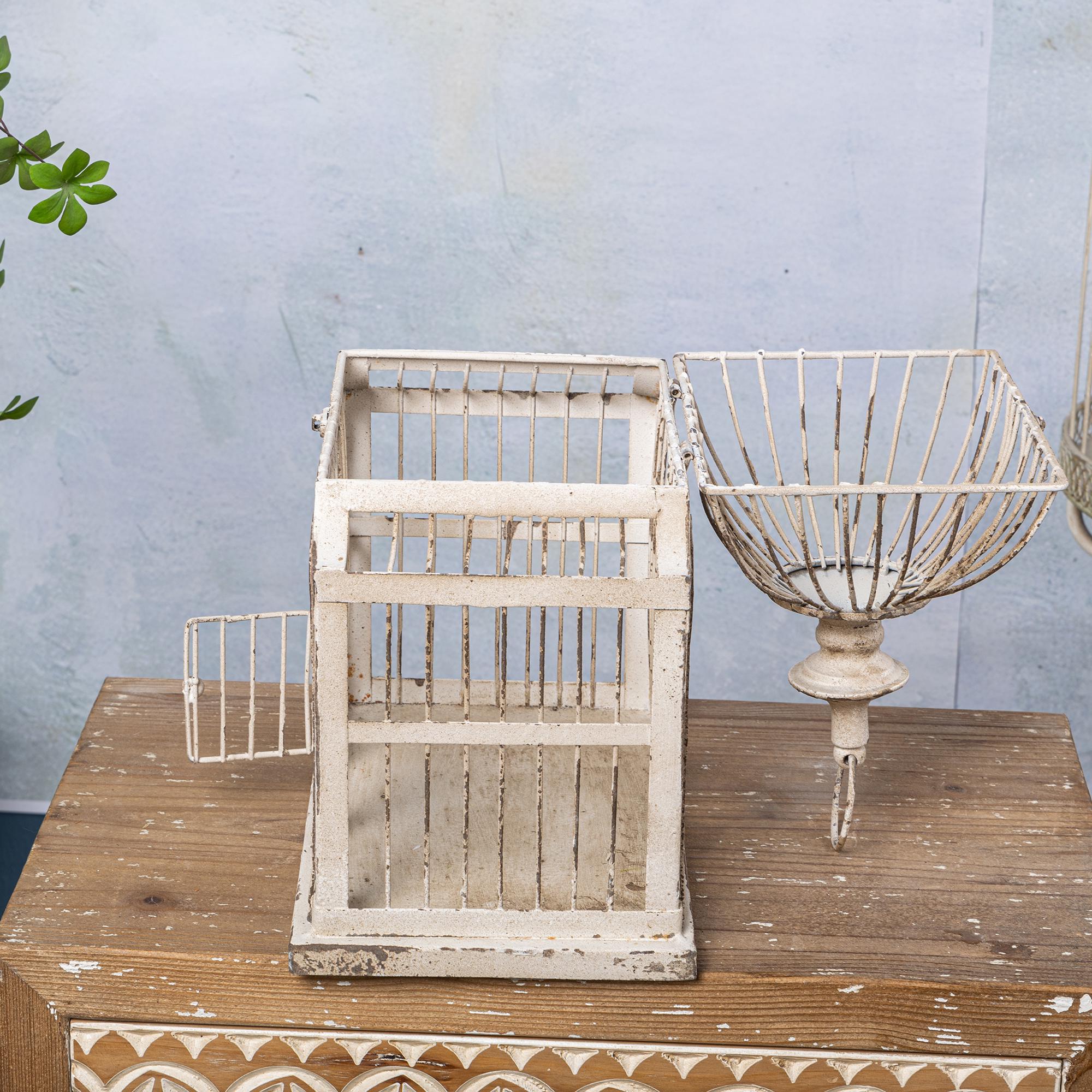 Biscottini Lot De 3 Cages Vintage Porte-Bougie Shabby Chic - Décoration Intérieur Et Extérieur