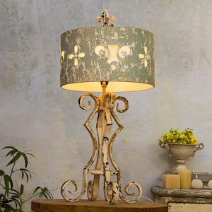 Vintage Hollow Shade Table Lamp Metal Desk Lamp Farmhouse Bedside Lamp Decorative Night Light Home Decor Shabby Chic Decor Housewarming Gift