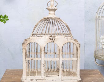 French Style Bird Cage, Metal Tabletop Decoration, Country Wedding Decoration Metal Birdcage, Garden Plant Display Candle Holder.