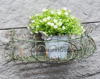 European style semicircular iron flower fence rural retro flower stand courtyard decoration Rustic Flower Pot for Home Garden Decor Gift.