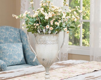 French Metal Double Handle Flower Pot Exquisite Plant Pot Hand Carved Flower Pot Holder Garden Decoration