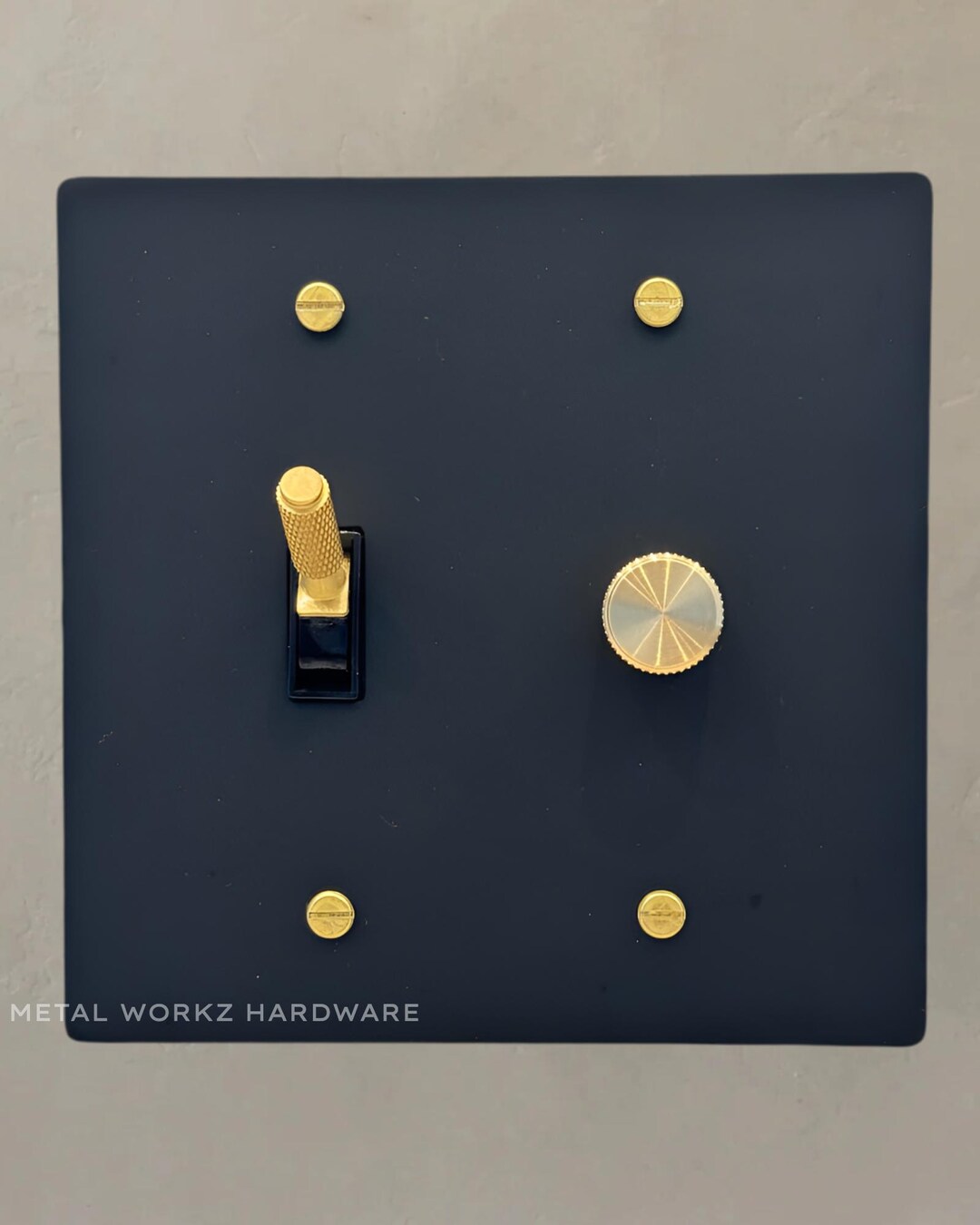 Brass Modern Toggle Light Switch + Rotary Dimmer Switch (2-gang) Black ...