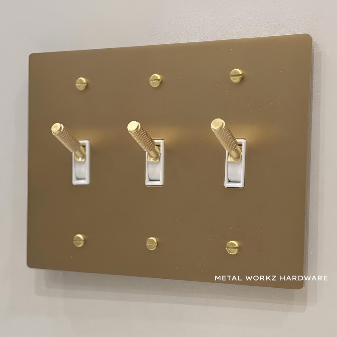 Brass Modern Toggle Light Switch (3-gang) Brass With White Trim - Etsy