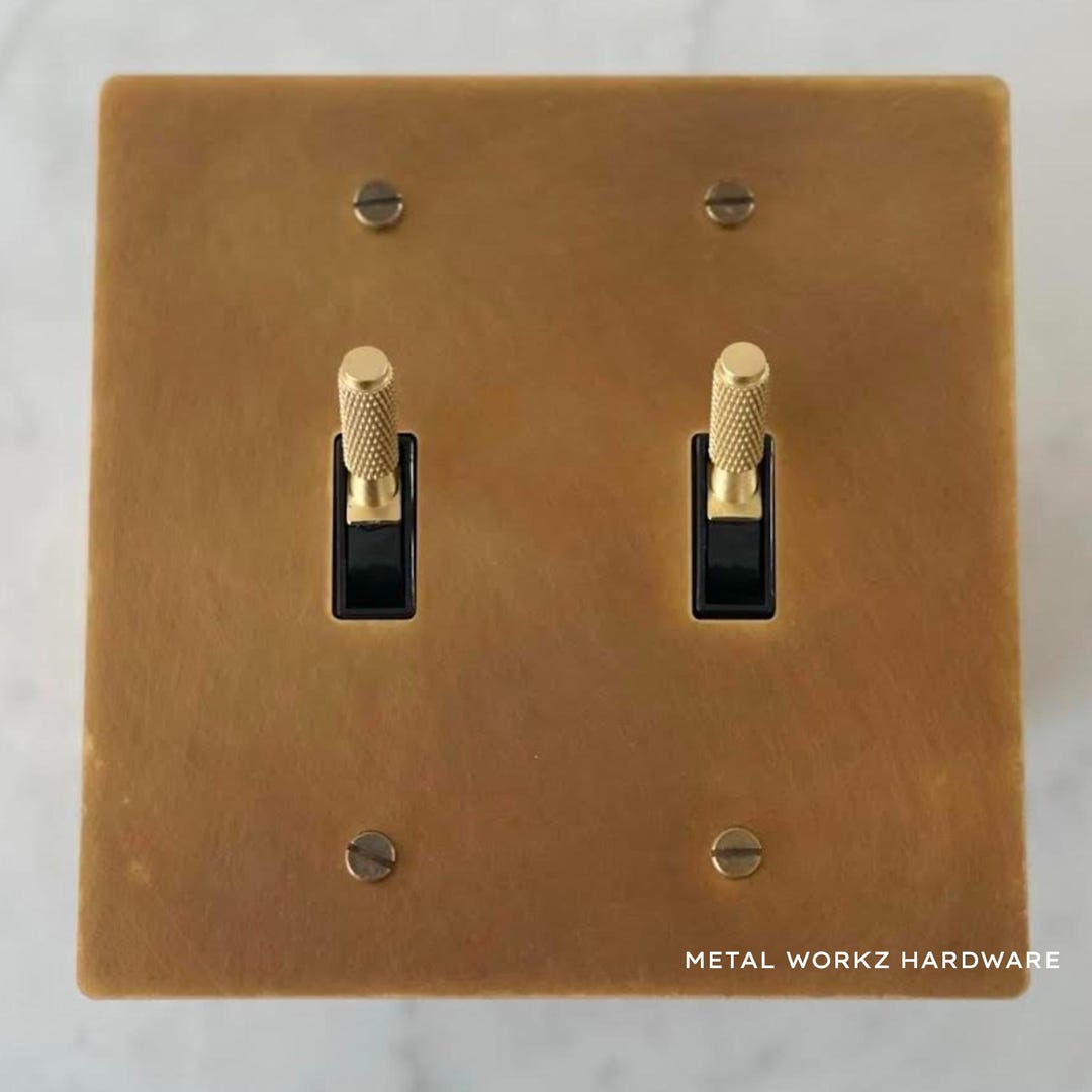 Brass Modern Toggle Light Switch (2-gang) Aged Patina Brass - Etsy