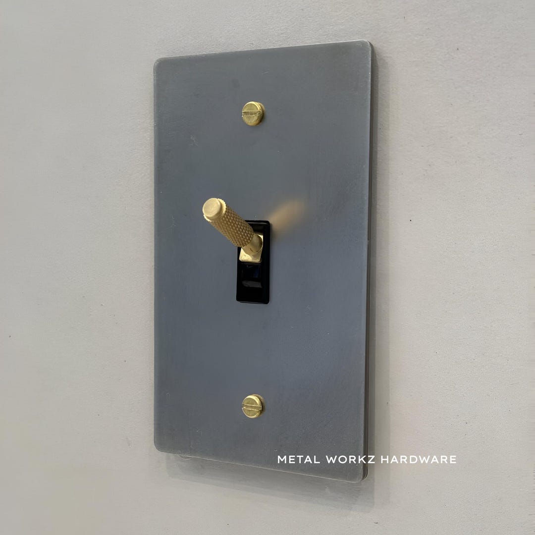 Brass Modern Toggle Light Switch (1-gang) Satin Nickel With Brass - Etsy