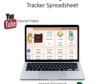 Seguimiento de pérdida de peso para Excel: IMC, RFM, WtHR (Descarga digital)