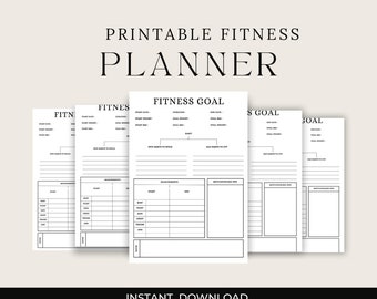 Printable Fitness Goal Planner, Elegant Workout Tracker (A4 PDF)