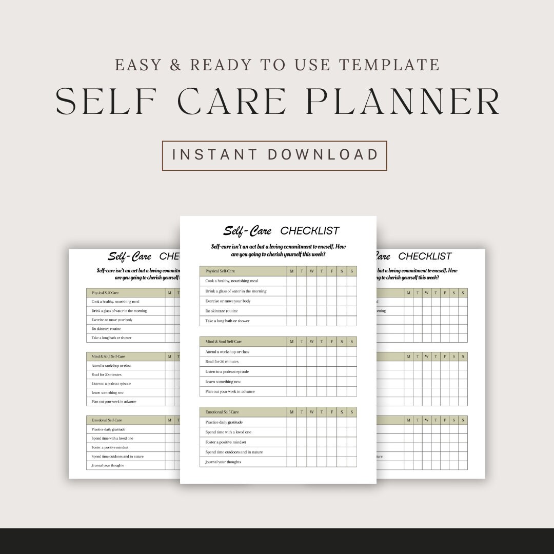 Personalized Checklist Example Self-care Checklist Wellness Planner, Personalized Health Tracker ...