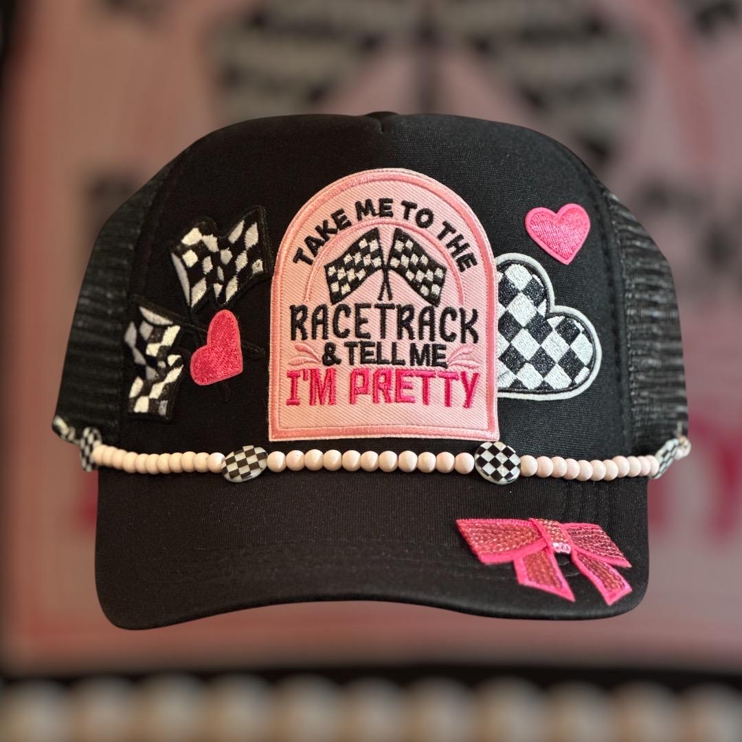 Drag Racing Caps Take Me to the Racetrack and Tell Me I’m Pretty Trucker Hat W/ Custom ...