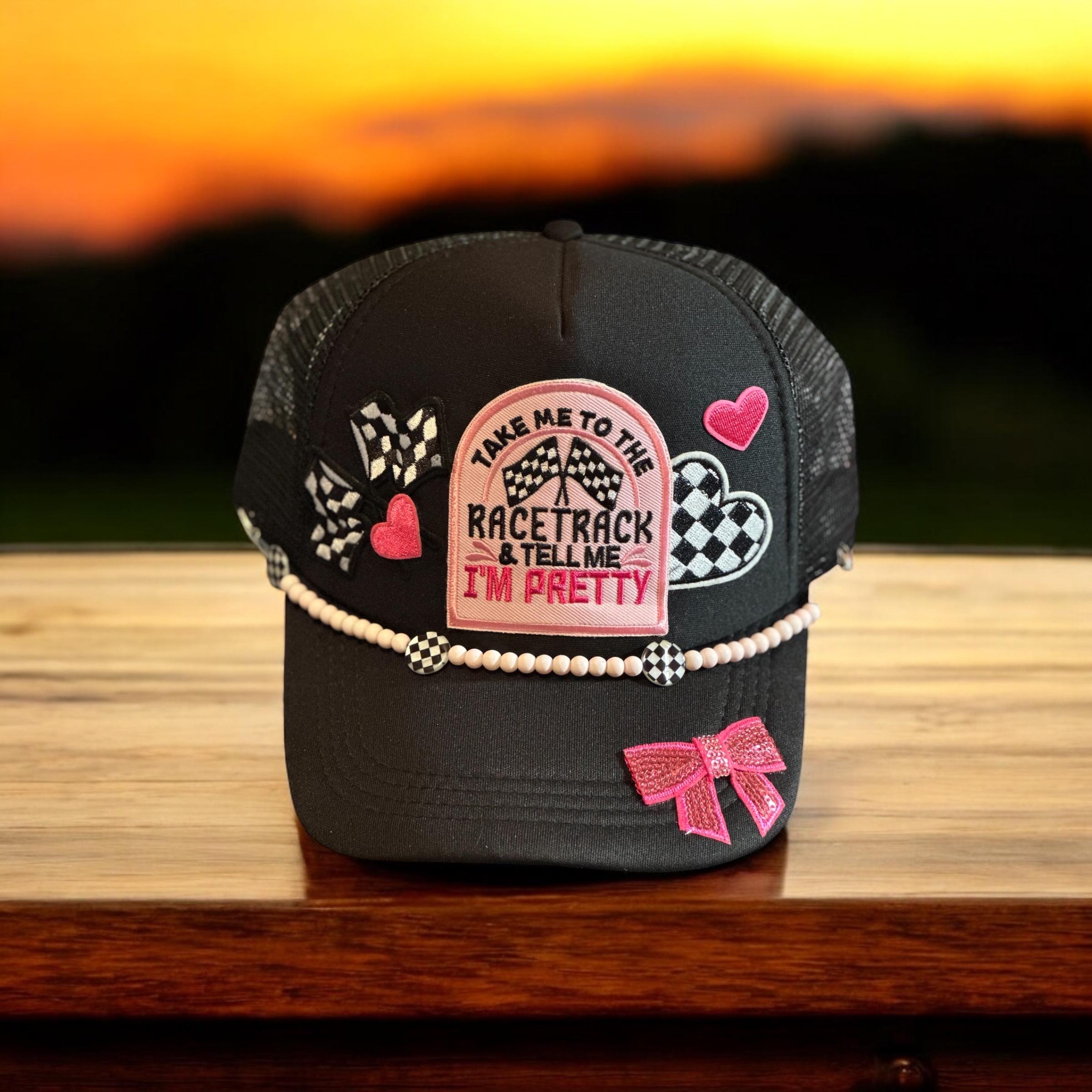 Drag Racing Caps Take Me to the Racetrack and Tell Me I’m Pretty Trucker Hat W/ Custom ...