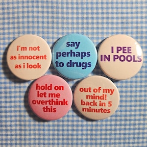 Pinback Buttons 1.25 inch (32mm),Vintage Retro, Funny, Loser, Offensive, Individual Buttons/Pack of 5 (Set 14)