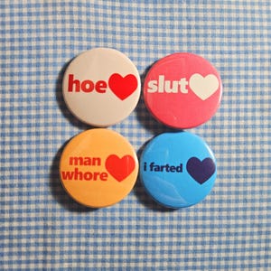 Pinback Buttons 1.25 inch (32mm),Vintage Retro, Funny, Offensive, Individual Buttons/Pack of 4 (Set 4)