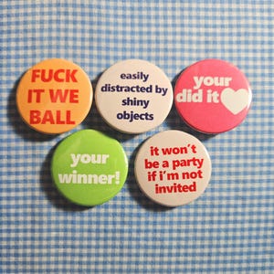 Pinback Buttons 1.25 inch (32mm),Vintage Retro, Funny, Loser, Offensive, Individual Buttons/Pack of 5 (Set 15)