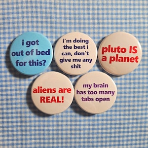 Pinback Buttons 1.25 inch (32mm),Vintage Retro, Funny, Loser, Offensive, Aliens, Pluto, Individual Buttons/Pack of 5 (Set 8)