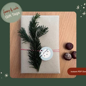 LESLIE Minimalistische Geschenkanhänger, DIY Weihnachtsgeschenkanhänger, niedlicher digitaler Download für die Verpackung von Dekorationen