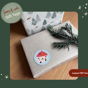 TONI, druckbare minimalistische Geschenkanhänger, DIY Weihnachtsgeschenkanhänger, niedlicher digitaler Download zum Verpacken von Dekorationen