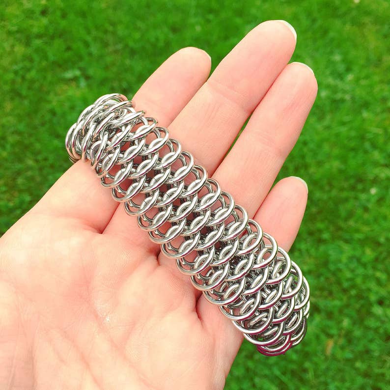 Stainless steel chainmaille bracelet, statement jewelry, industrial style, boyfriend gift, husband gift, gifts for him, mens jewelry for men image 5