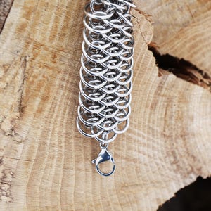 Stainless steel chainmaille bracelet, statement jewelry, industrial style, boyfriend gift, husband gift, gifts for him, mens jewelry for men image 4