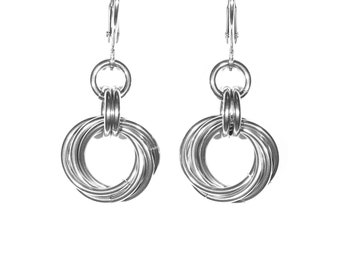 Stainless steel jewelry, stainless steel earrings, small stainless jewelry, petite stainless earrings, delicate jewelry, industrial earrings