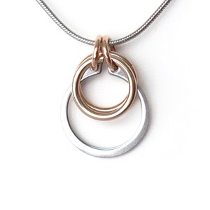Bronze mixed metal necklace, mixed metal jewelry, stainless steel jewelry, bronze jewelry, bronze industrial necklace, industrial jewelry