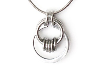Modern industrial necklace, stainless steel necklace, stainless necklace, understated industrial jewelry, petite stainless steel jewelry