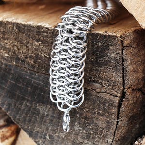 Stainless steel chainmaille bracelet, statement jewelry, industrial style, boyfriend gift, husband gift, gifts for him, mens jewelry for men image 9